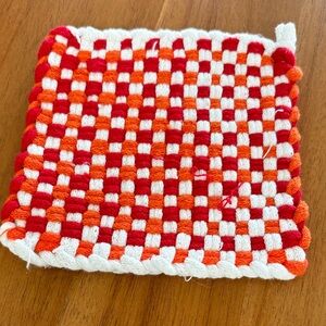 Red and Orange Woven Pot Holder